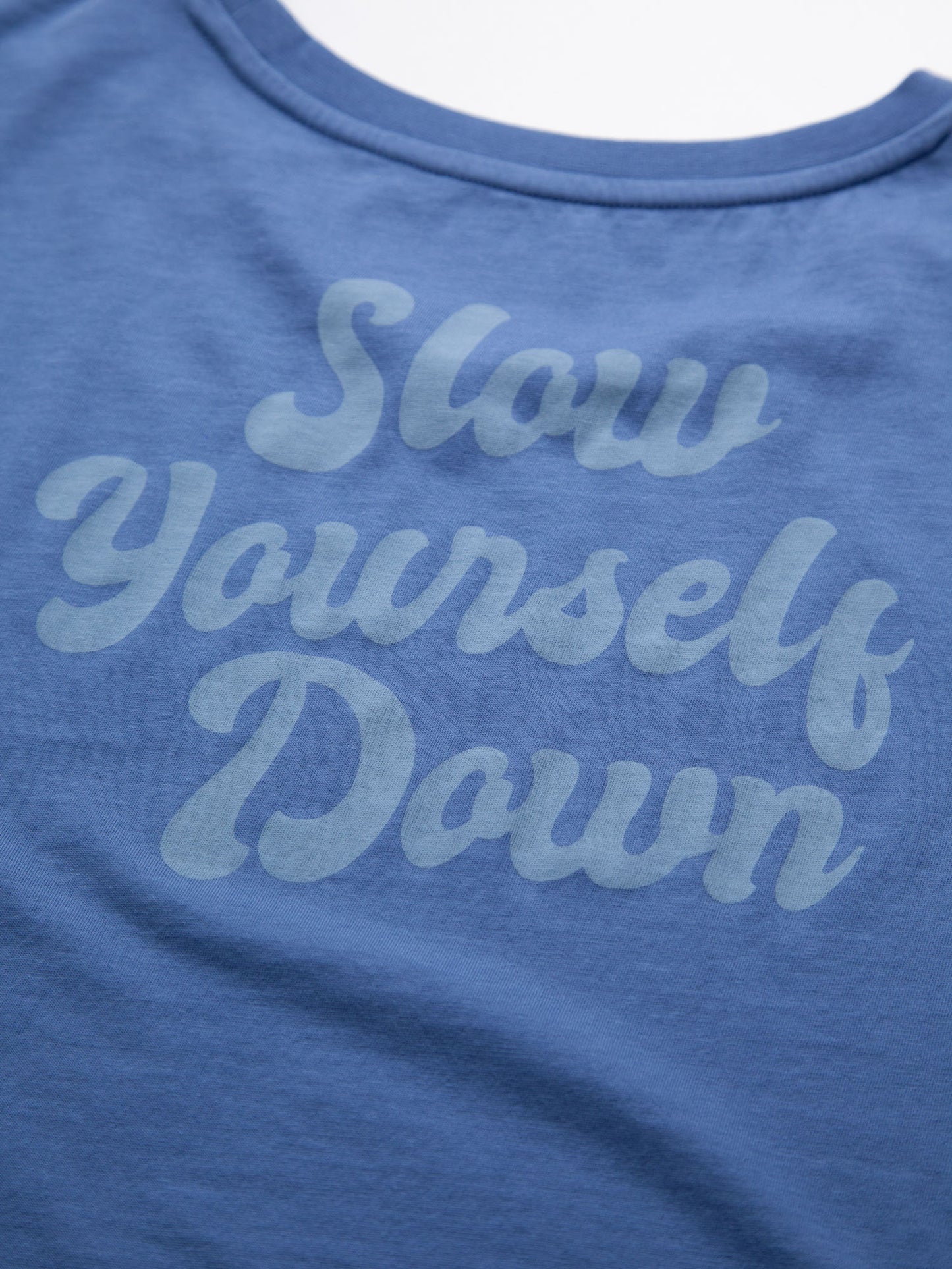 Blue Retro Moon Crop | Organic Cotton | Slow Yourself Down - Womens Shirts