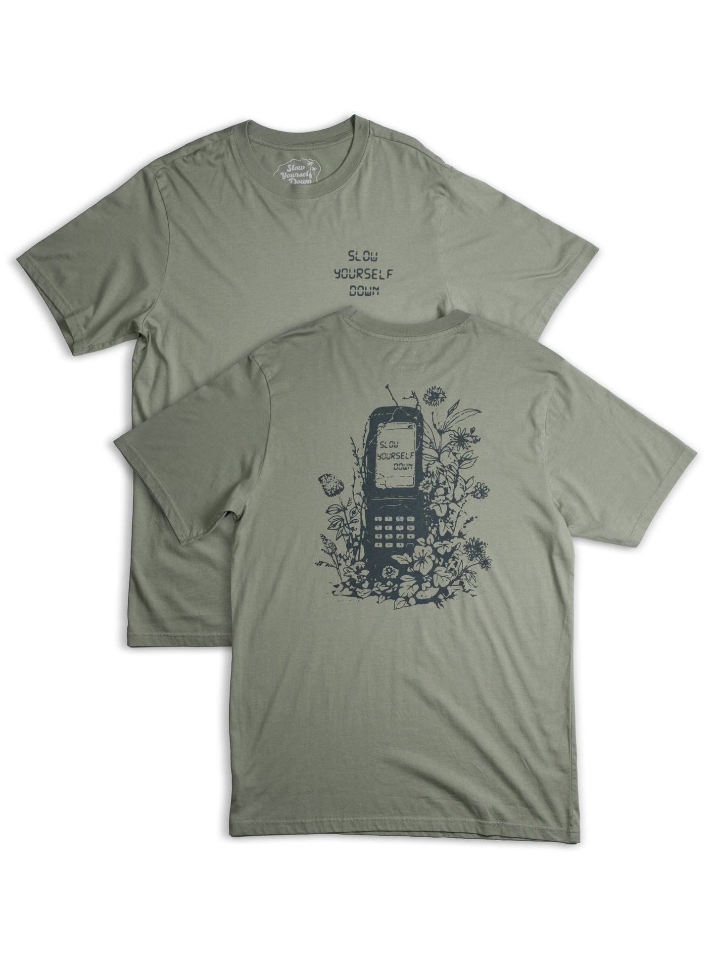 Flip Phone Tee | Organic Cotton | Slow Yourself Down - Mens Shirts