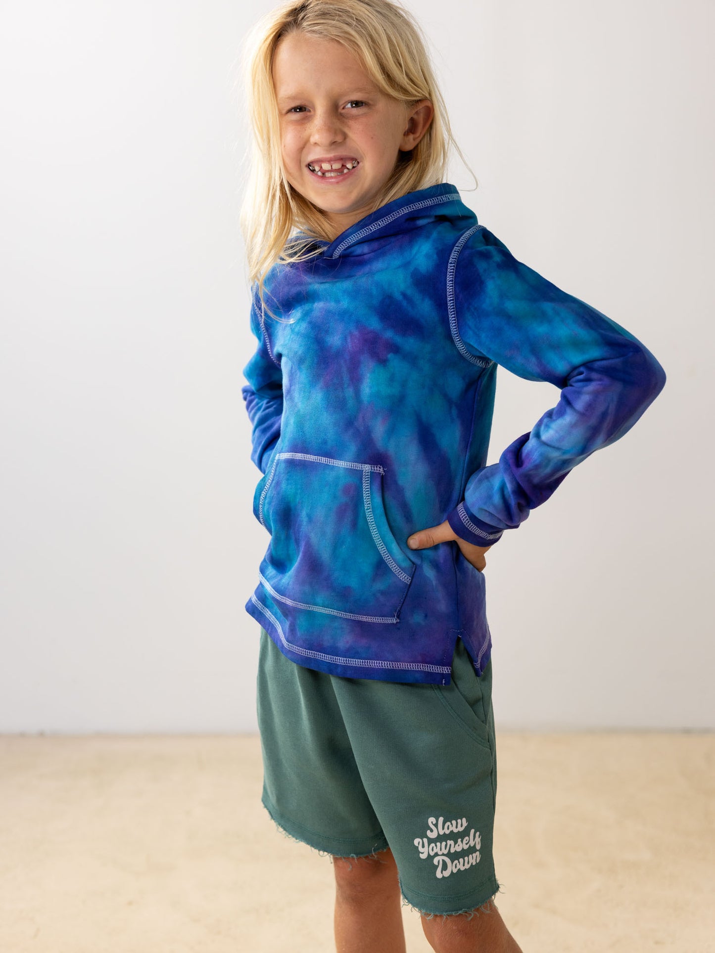 Kids Tie Dye Hoodie | Organic Cotton | Slow Yourself Down - Youth Hoodie