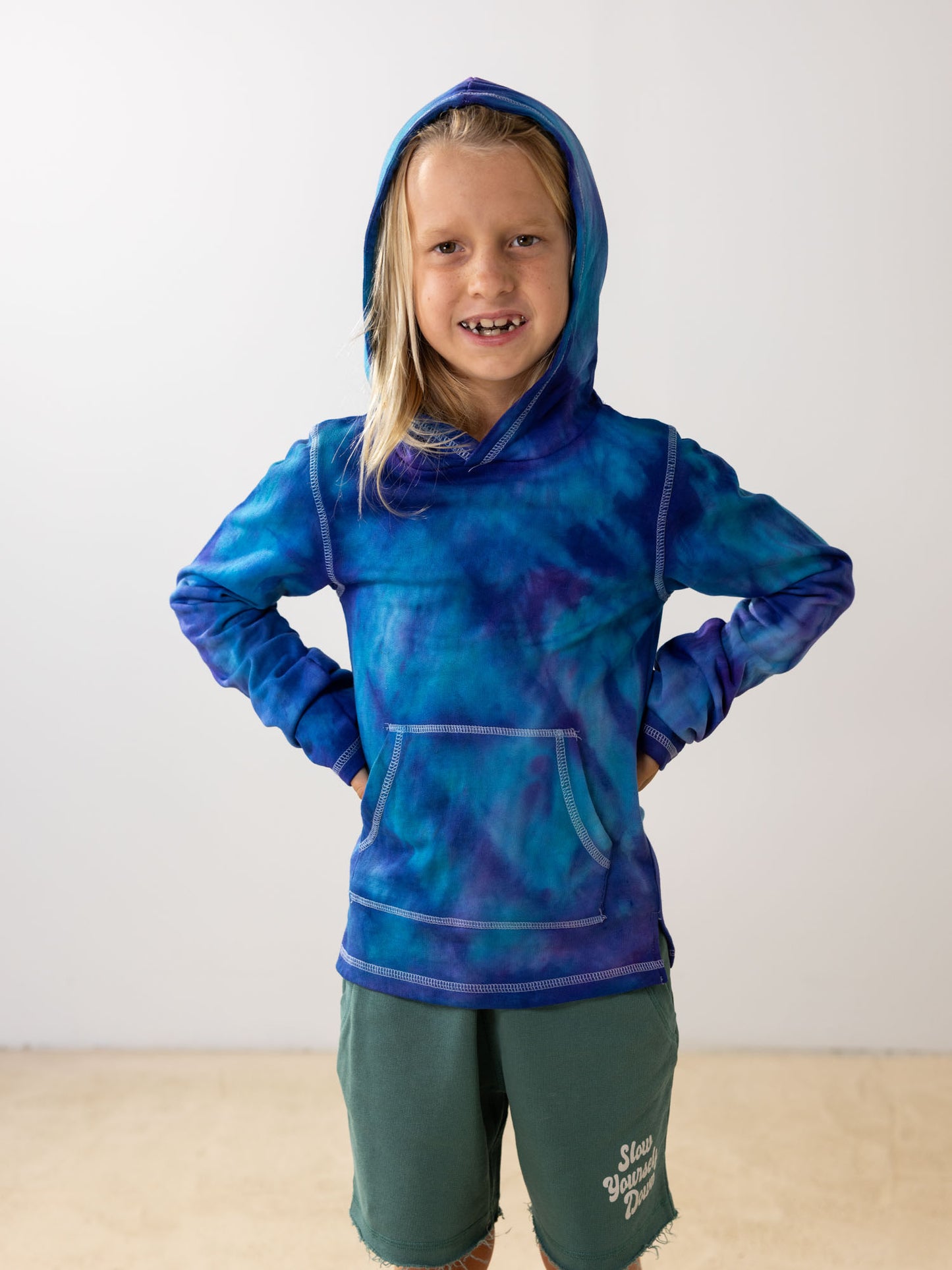 Kids Tie Dye Hoodie | Organic Cotton | Slow Yourself Down - Youth Hoodie