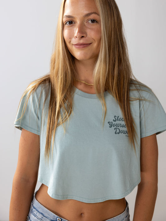 Mist Moon Crop | Organic Cotton | Slow Yourself Down - Womens Shirts