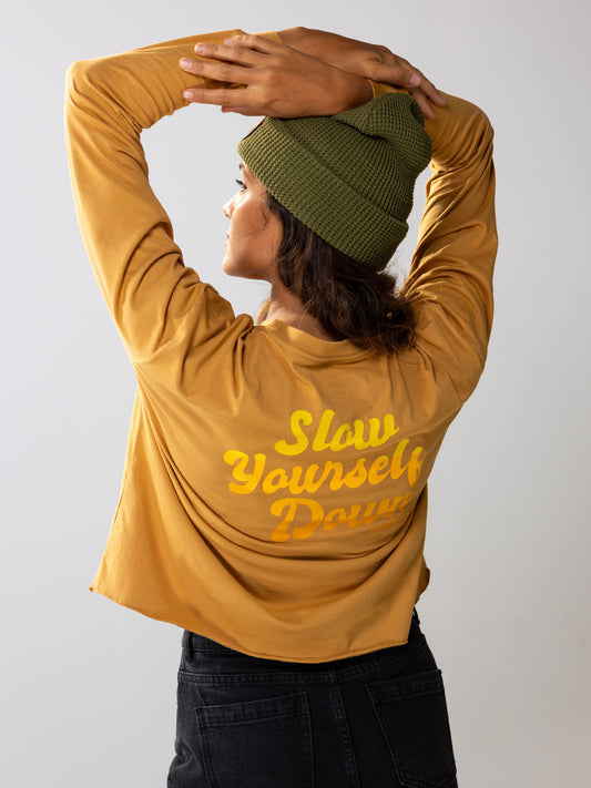 Ombre Retro L/S Crop | Organic Cotton | Slow Yourself Down - Womens Shirts