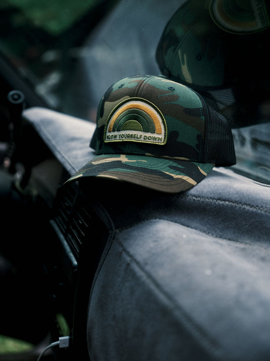 Recycled Rainbow Trucker Hat | Slow Yourself Down - Hats