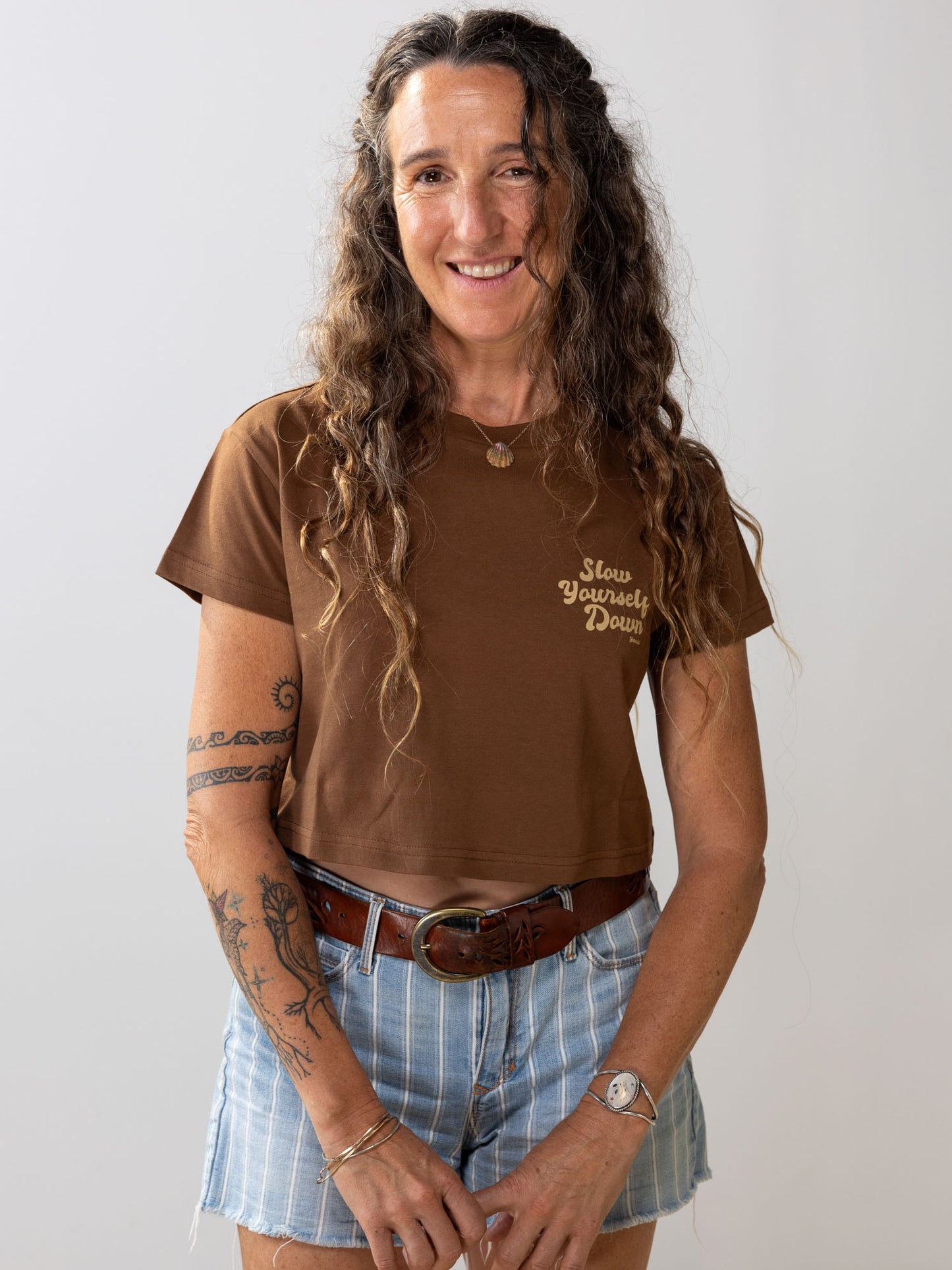 Retro Crop Tee | Organic Cotton | Slow Yourself Down - Womens Shirts