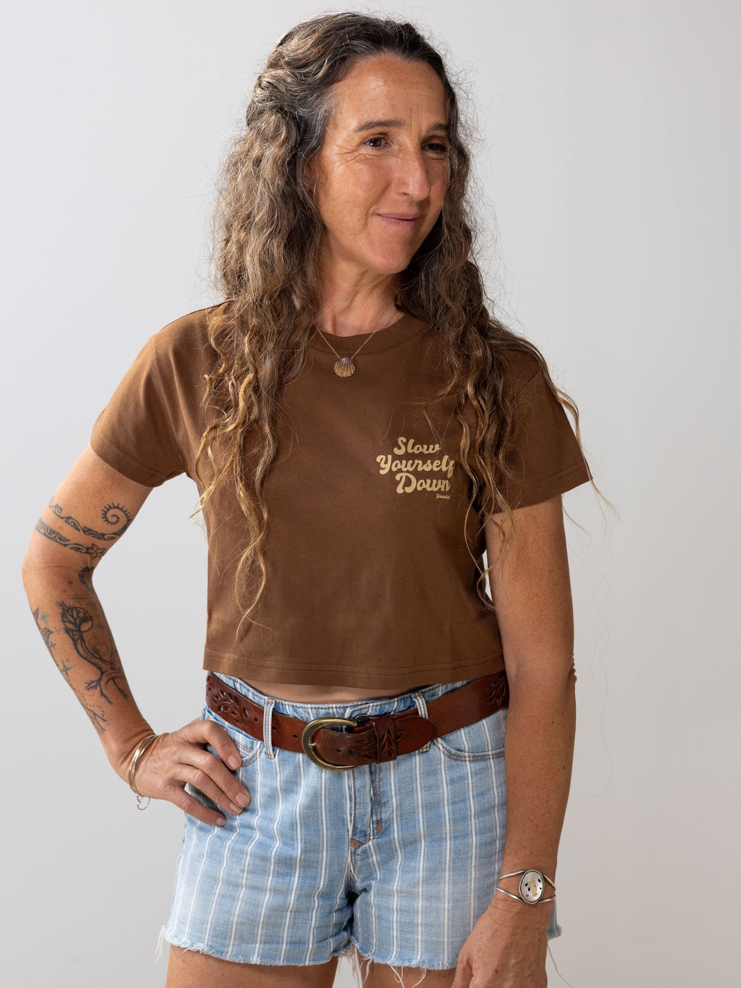 Retro Crop Tee | Organic Cotton | Slow Yourself Down - Womens Shirts