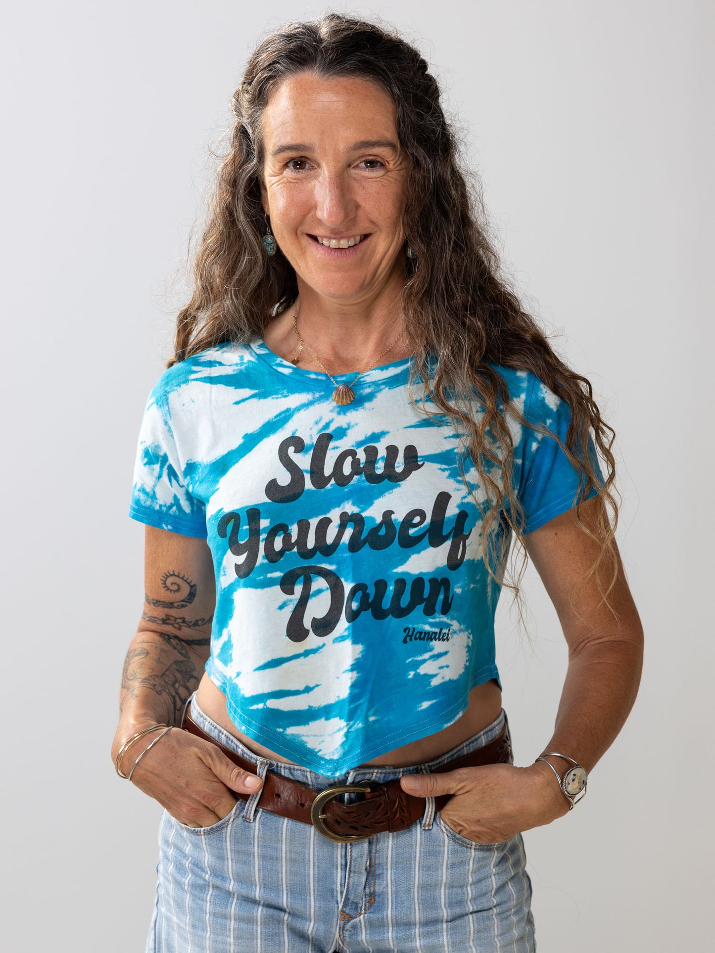 Retro Moon Crop Tie-Dye | Organic Cotton | Slow Yourself Down - Womens Shirts