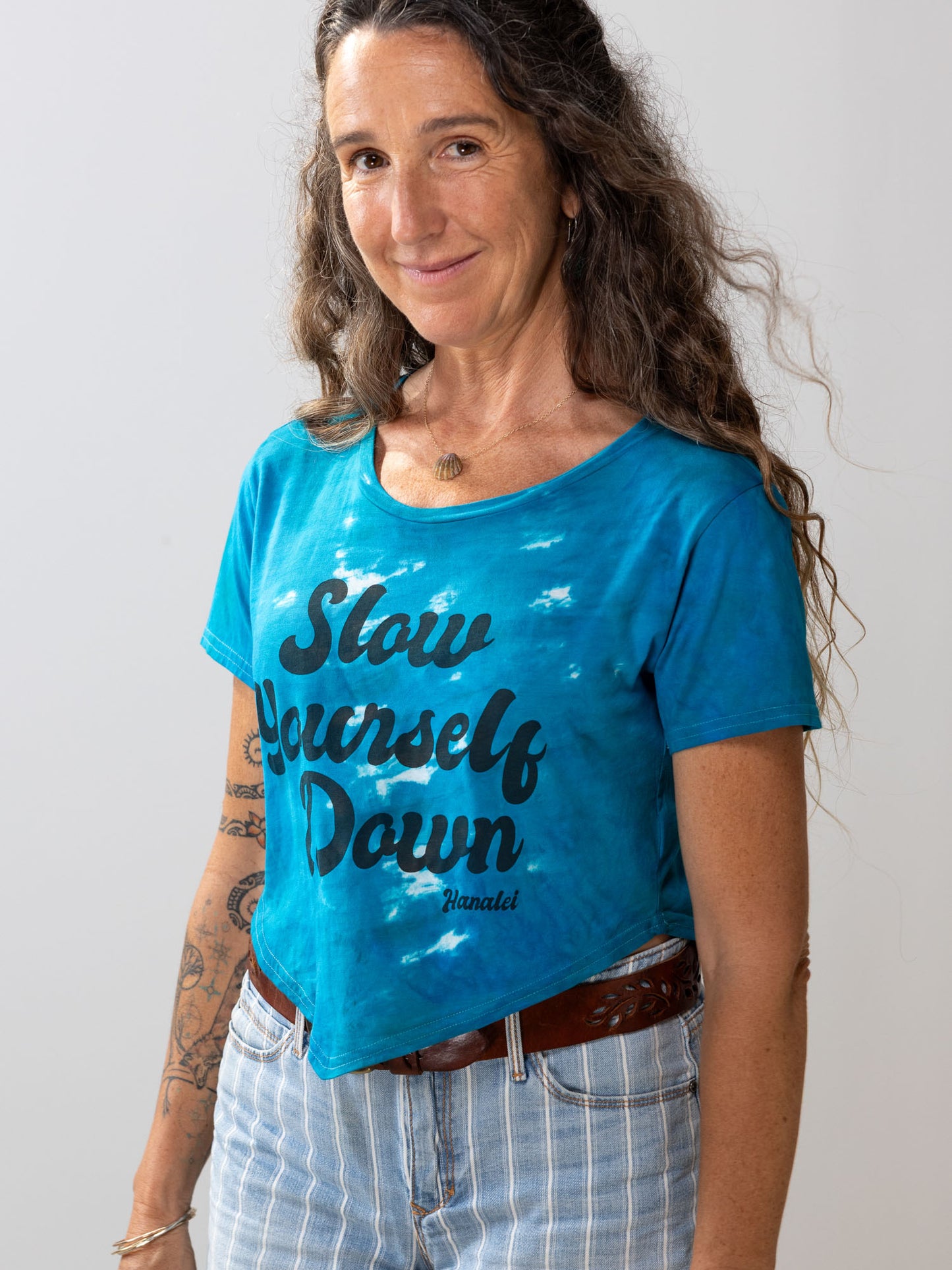 Retro Moon Crop Tie-Dye | Organic Cotton | Slow Yourself Down - Womens Shirts