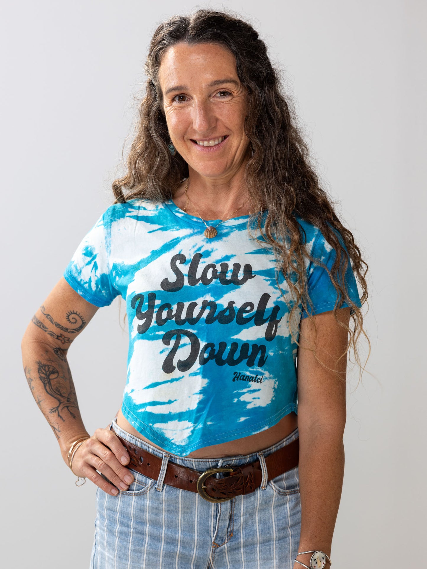 Retro Moon Crop Tie-Dye | Organic Cotton | Slow Yourself Down - Womens Shirts