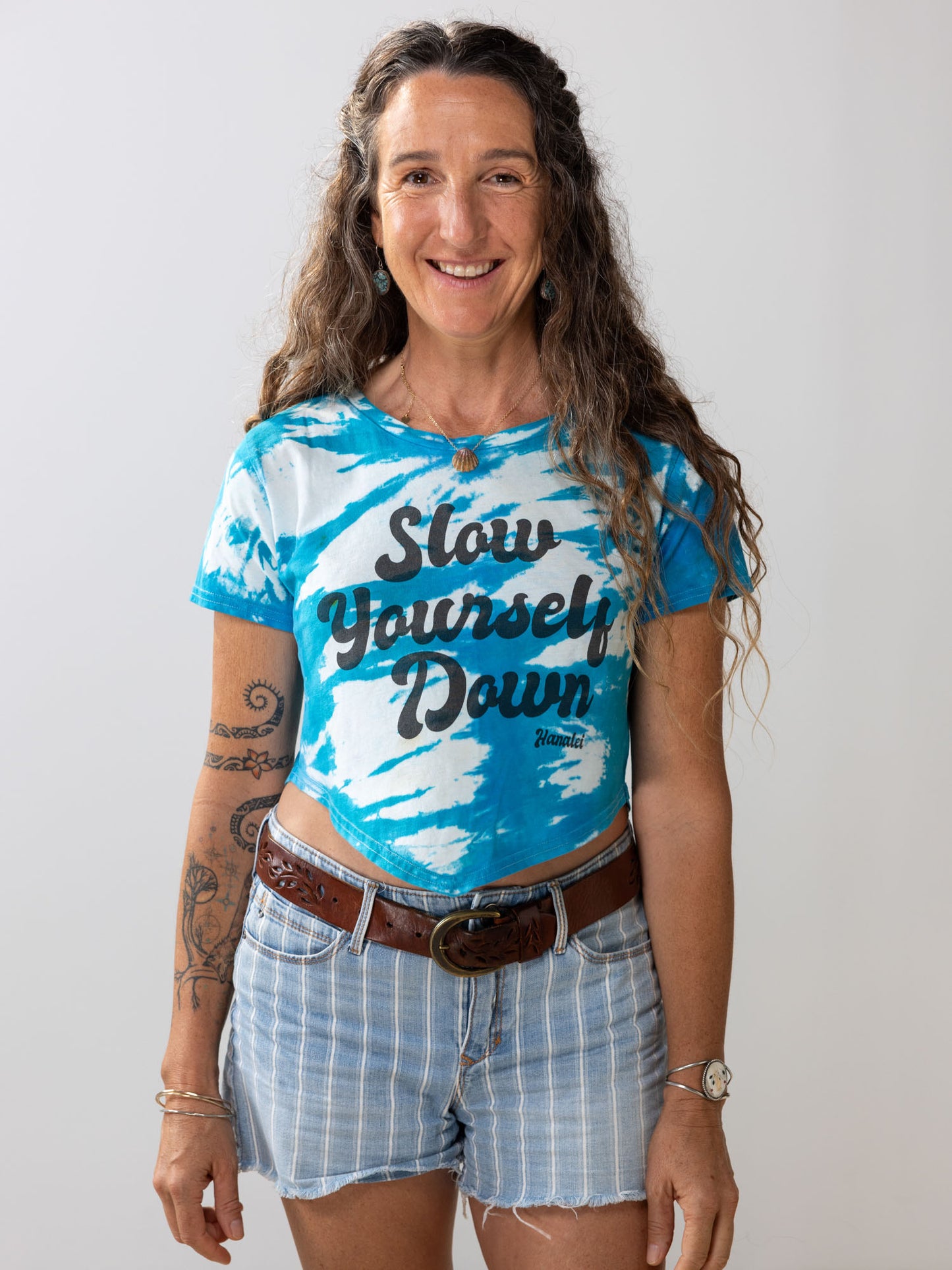 Retro Moon Crop Tie-Dye | Organic Cotton | Slow Yourself Down - Womens Shirts