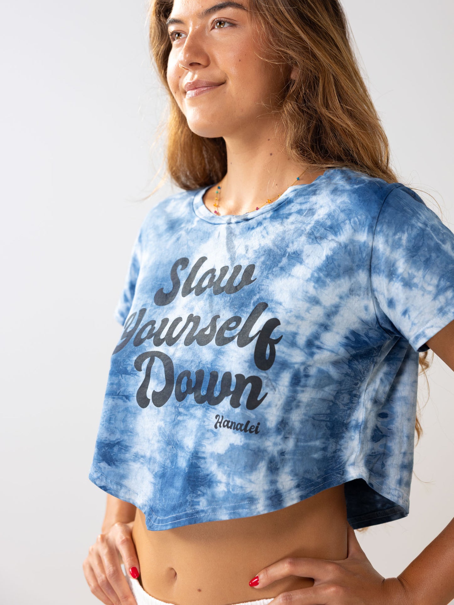 Retro Moon Crop Tie-Dye | Organic Cotton | Slow Yourself Down - Womens Shirts
