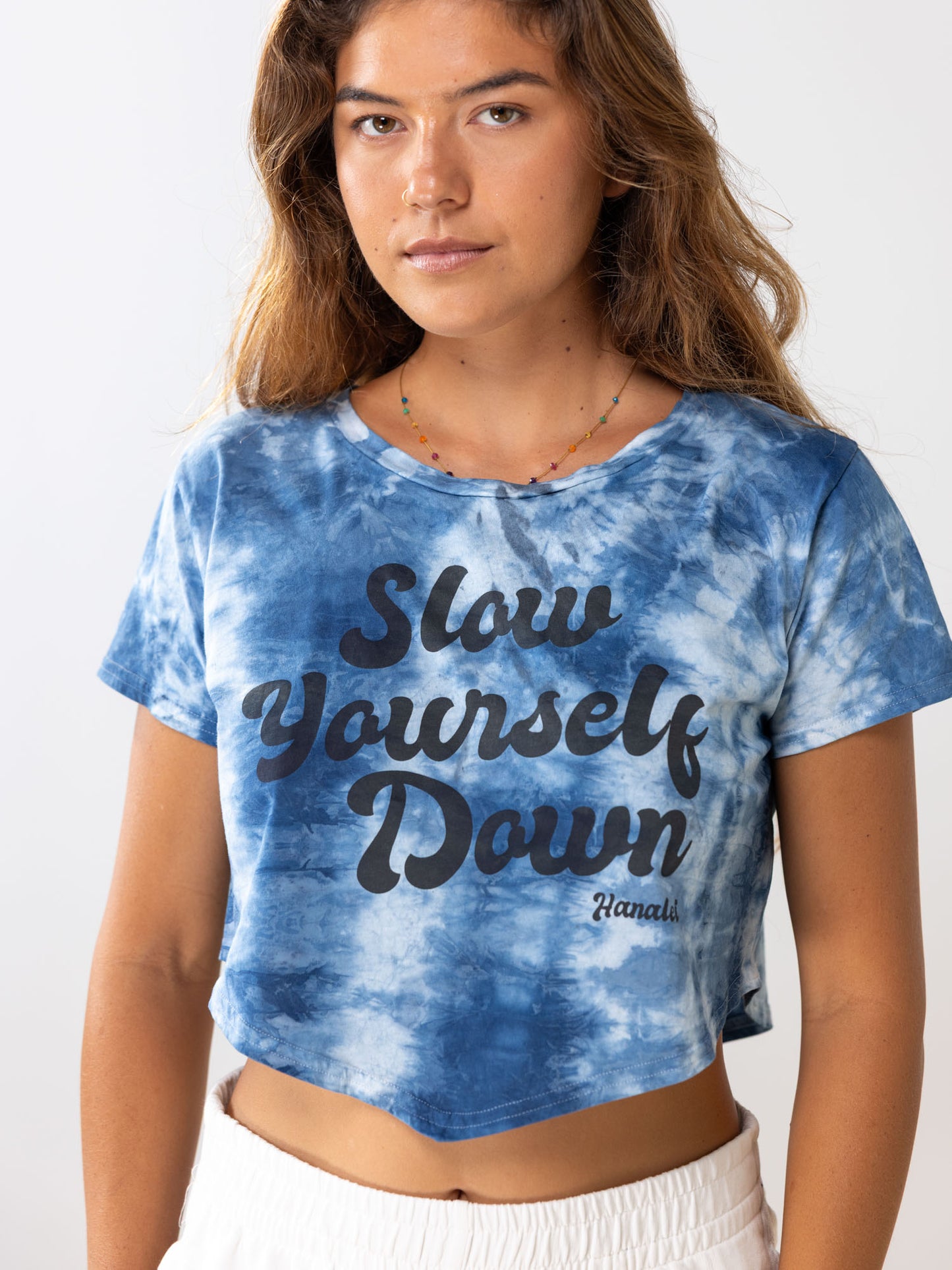Retro Moon Crop Tie-Dye | Organic Cotton | Slow Yourself Down - Womens Shirts