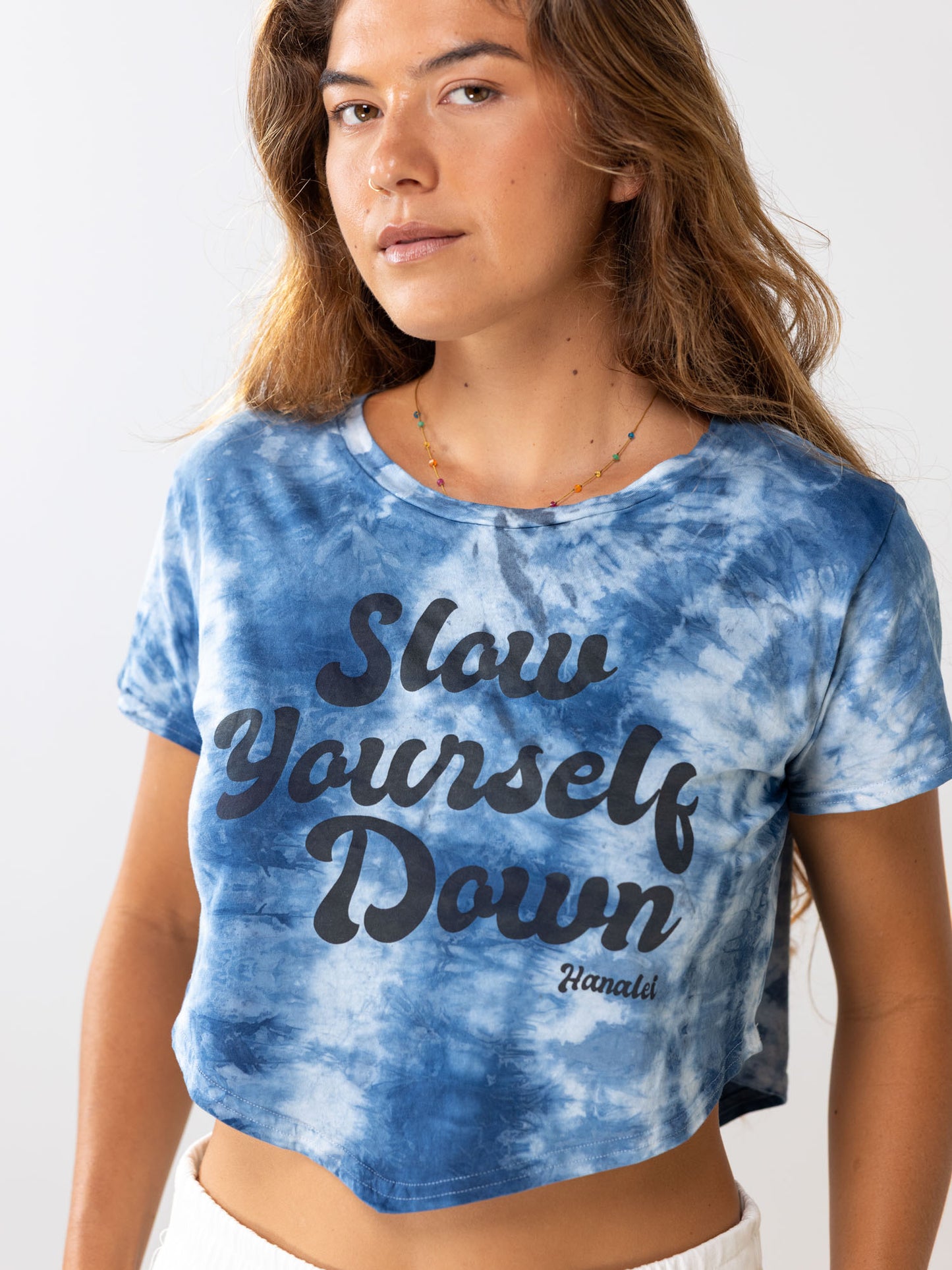 Retro Moon Crop Tie-Dye | Organic Cotton | Slow Yourself Down - Womens Shirts
