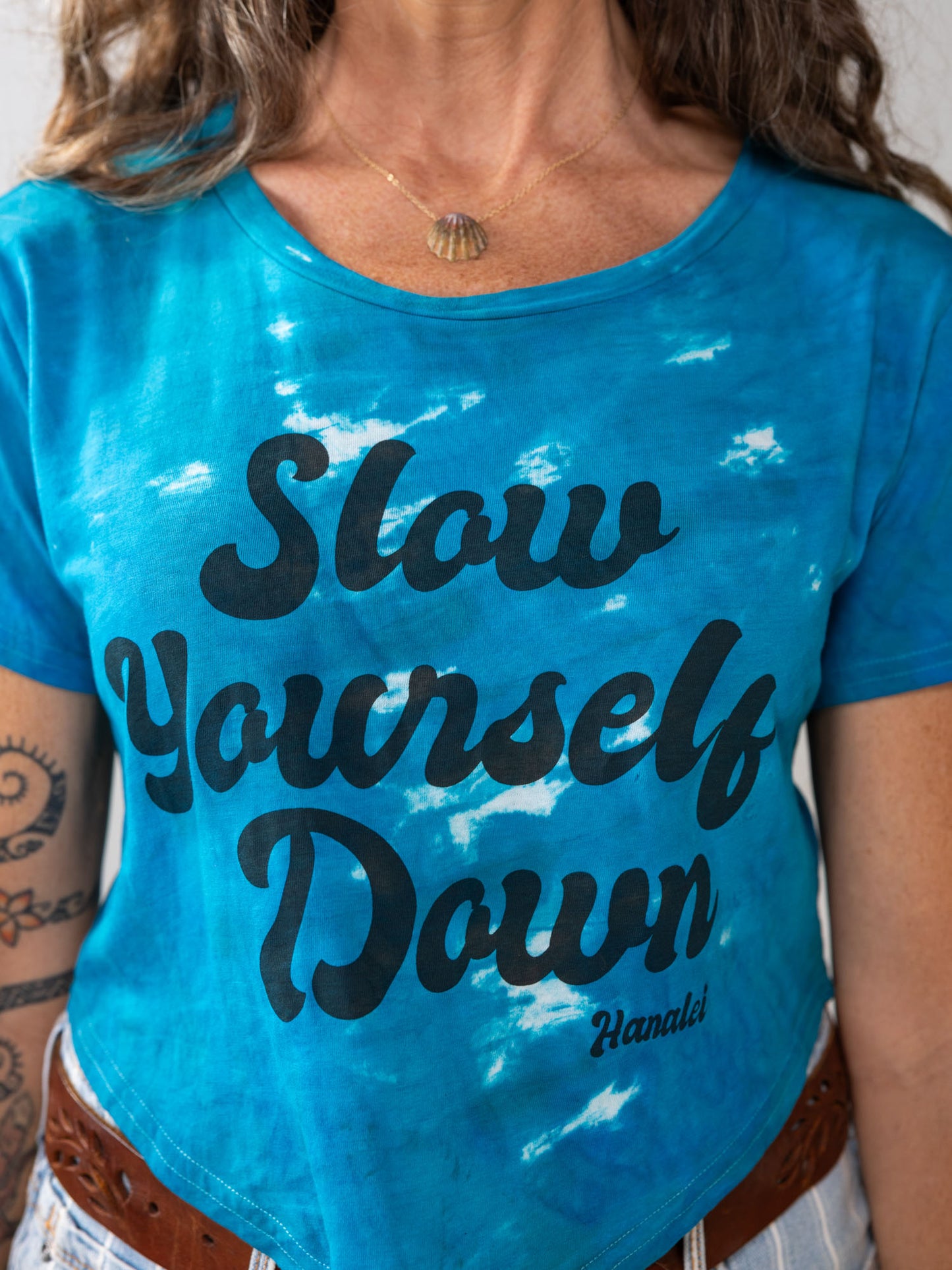 Retro Moon Crop Tie-Dye | Organic Cotton | Slow Yourself Down - Womens Shirts