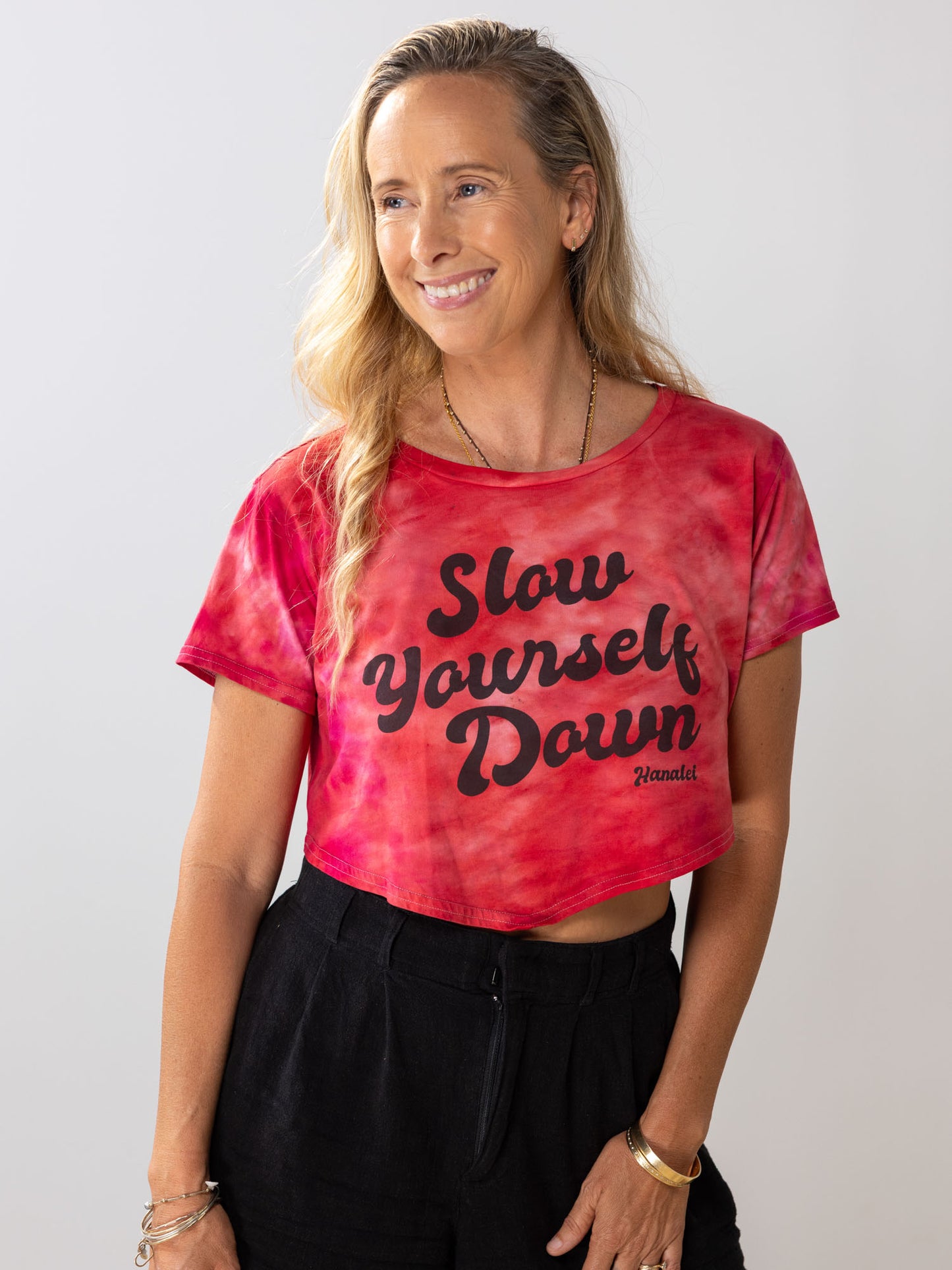 Retro Moon Crop Tie-Dye | Organic Cotton | Slow Yourself Down - Womens Shirts