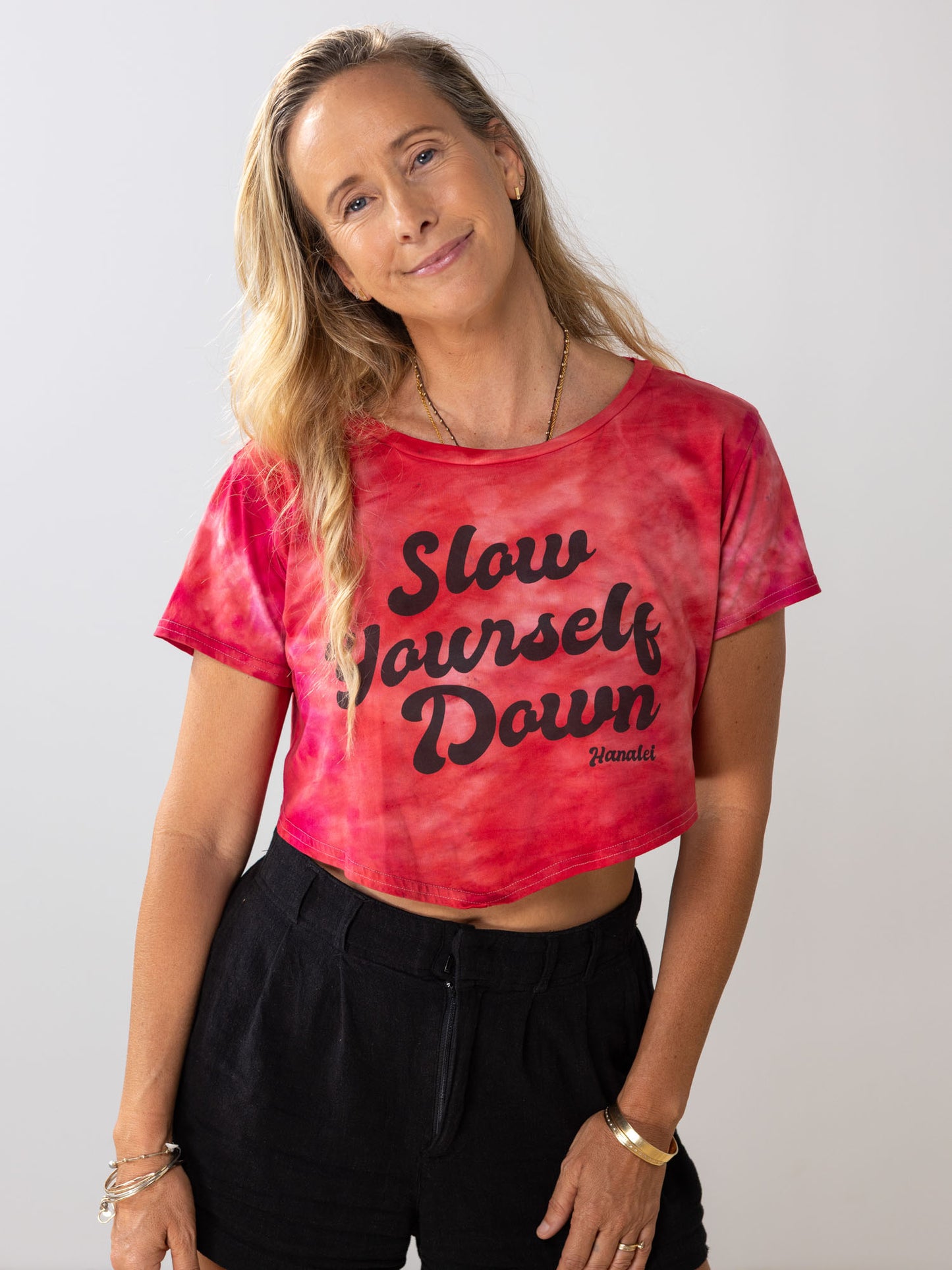 Retro Moon Crop Tie-Dye | Organic Cotton | Slow Yourself Down - Womens Shirts