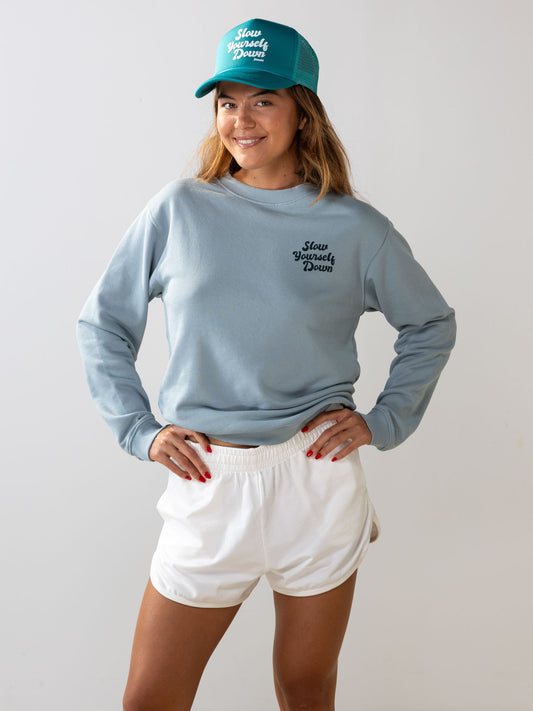 Retro Slate Crewneck | Organic Cotton | Slow Yourself Down - Crewneck