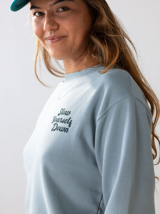 Retro Slate Crewneck | Organic Cotton | Slow Yourself Down - Crewneck