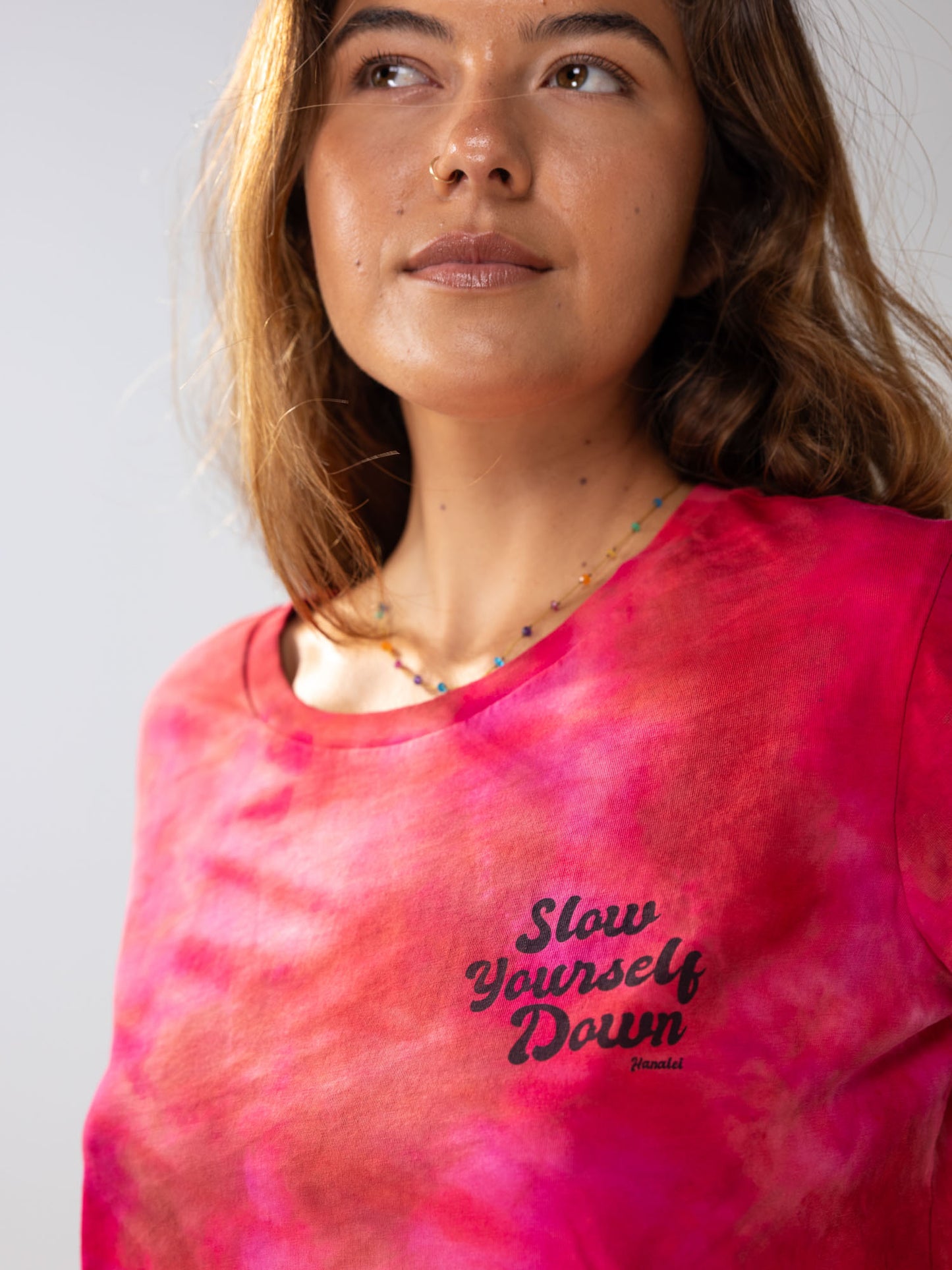 Retro Stamp Tie Dye Moon Crop | Organic Cotton | Slow Yourself Down - Womens Shirts