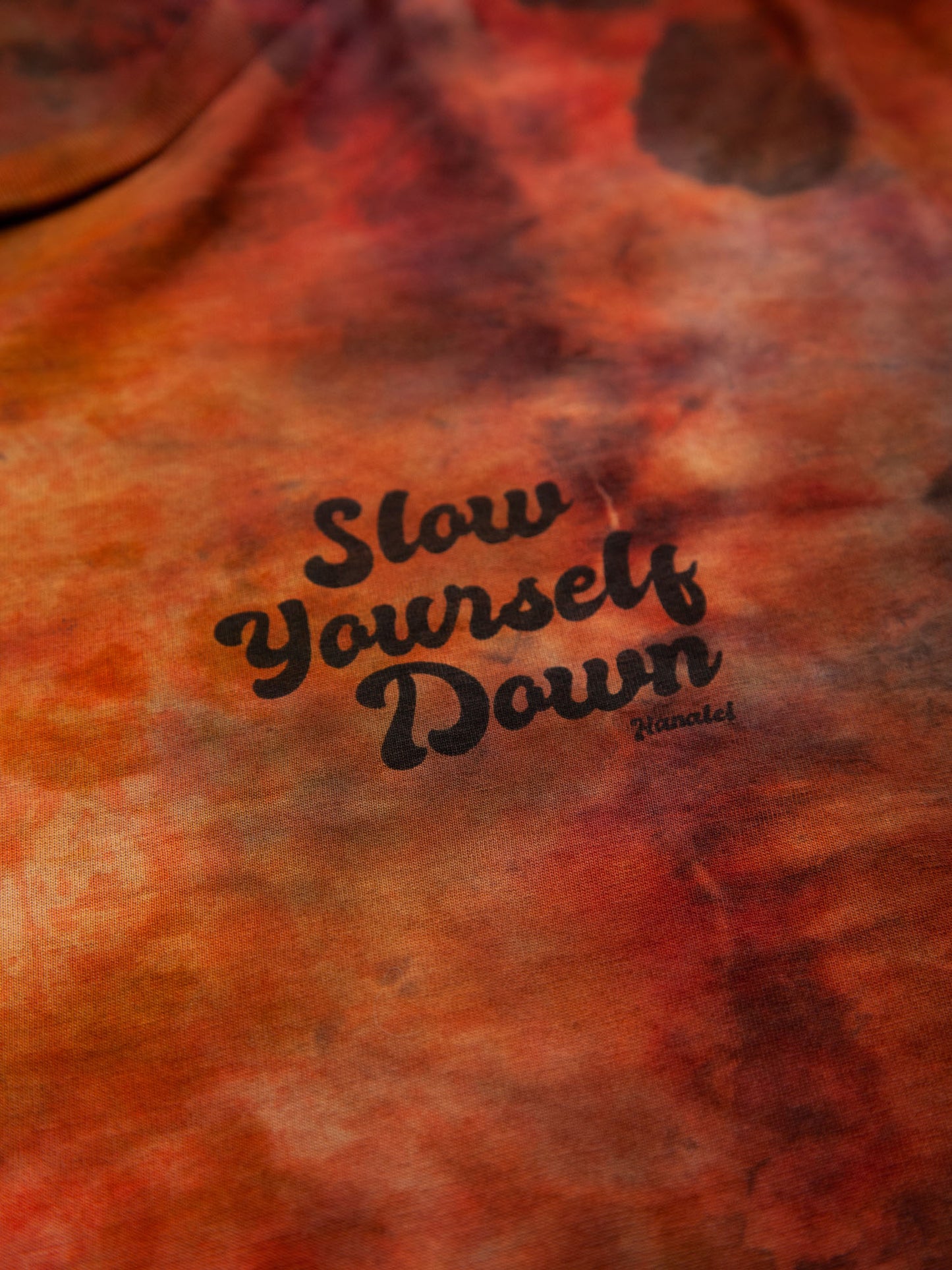 Retro Stamp Tie Dye Moon Crop | Organic Cotton | Slow Yourself Down - Womens Shirts