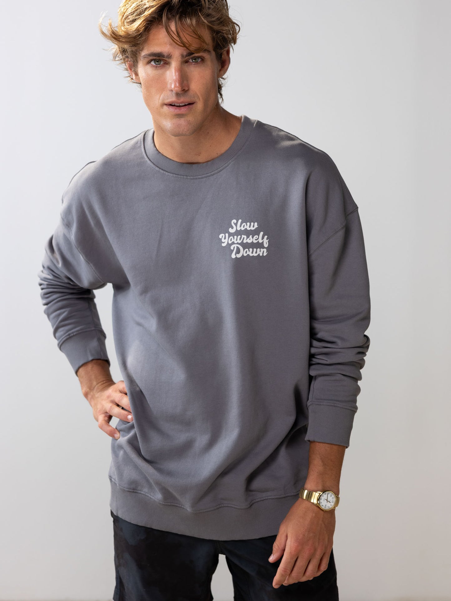 Retro Washed Crewneck | Organic Cotton | Slow Yourself Down - Crewneck