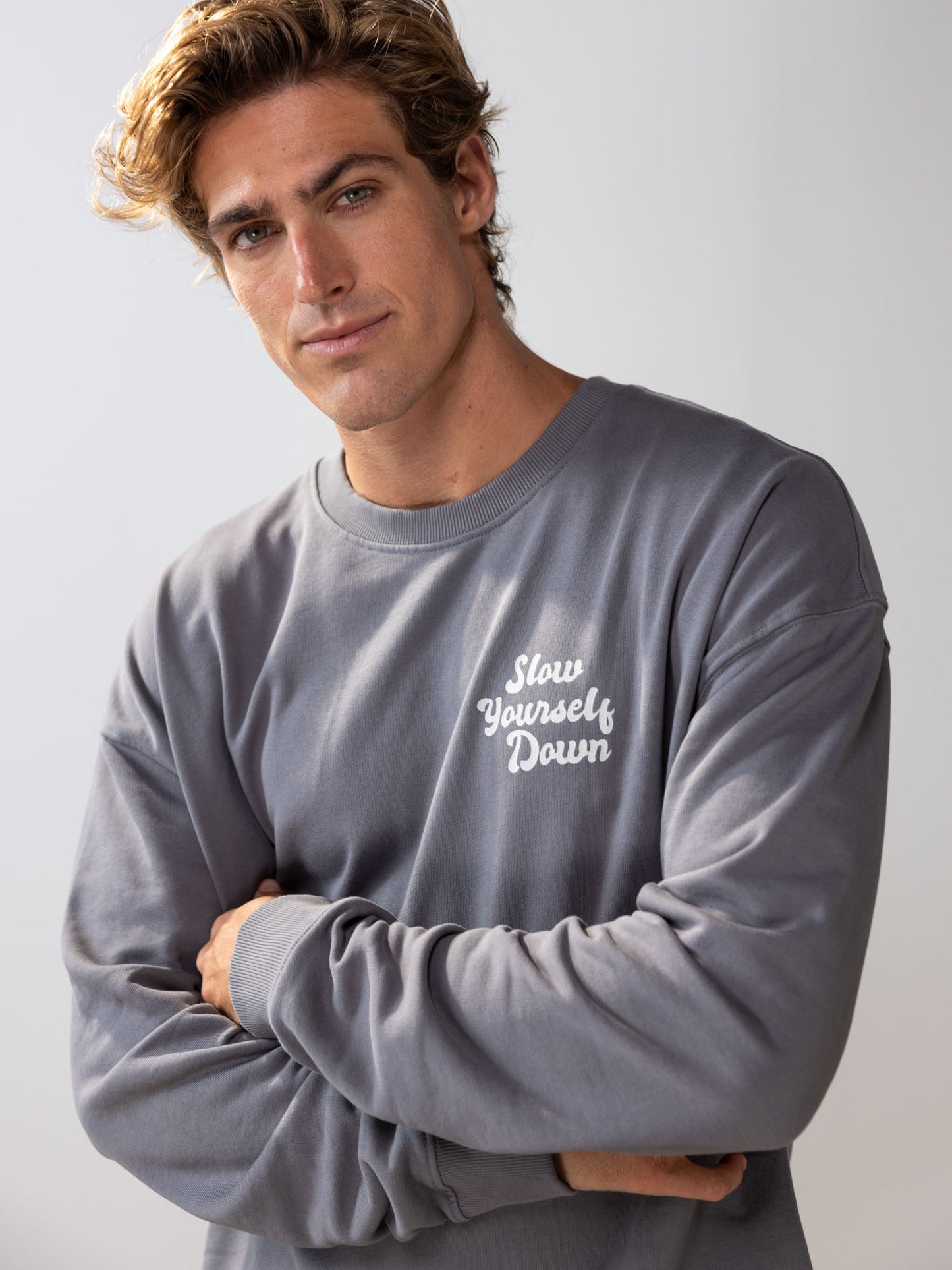 Retro Washed Crewneck | Organic Cotton | Slow Yourself Down - Crewneck
