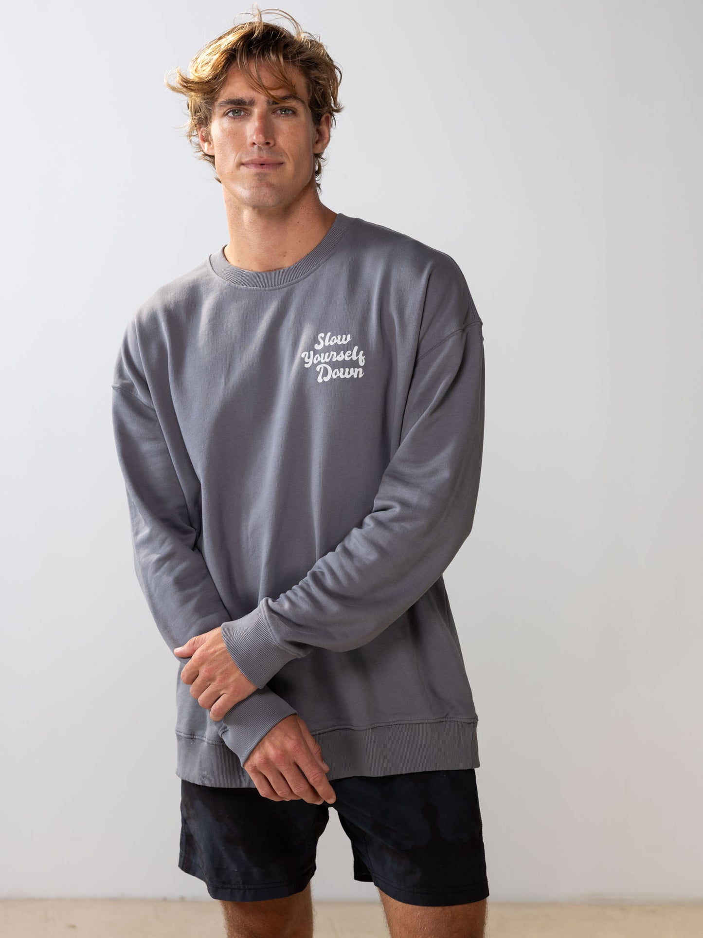 Retro Washed Crewneck | Organic Cotton | Slow Yourself Down - Crewneck
