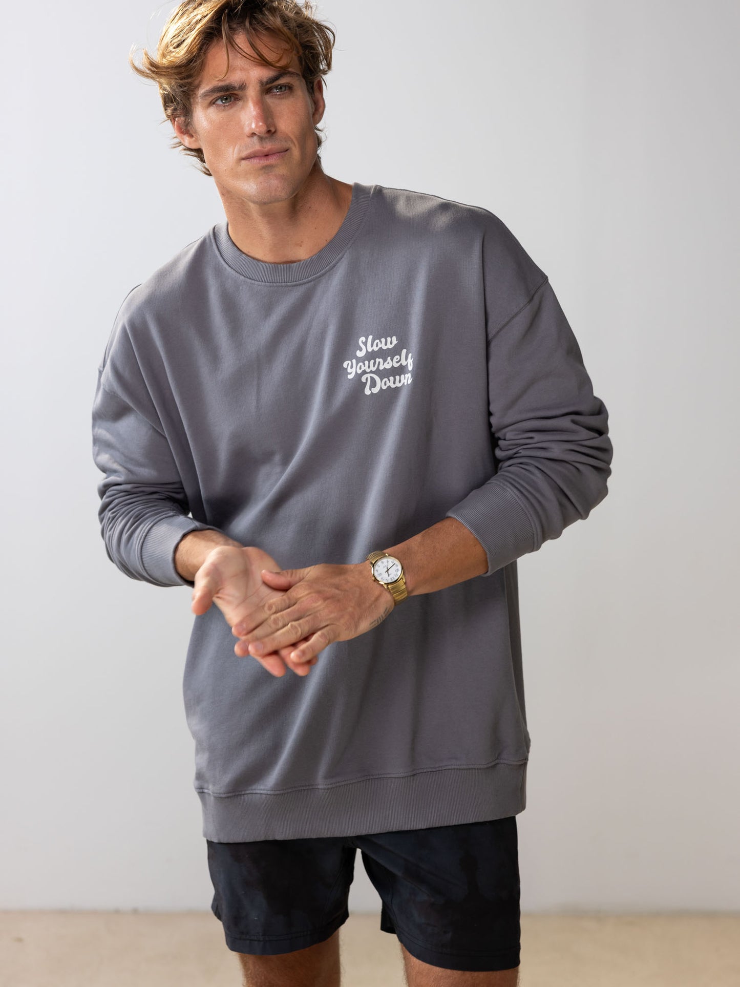 Retro Washed Crewneck | Organic Cotton | Slow Yourself Down - Crewneck