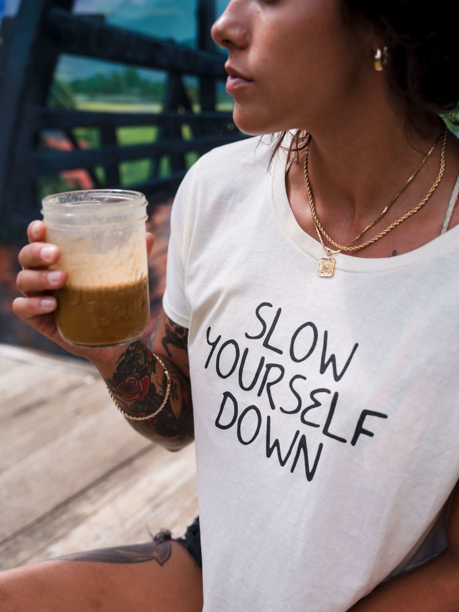 Original Moon Crop | Organic Cotton | Slow Yourself Down - Womens Shirts