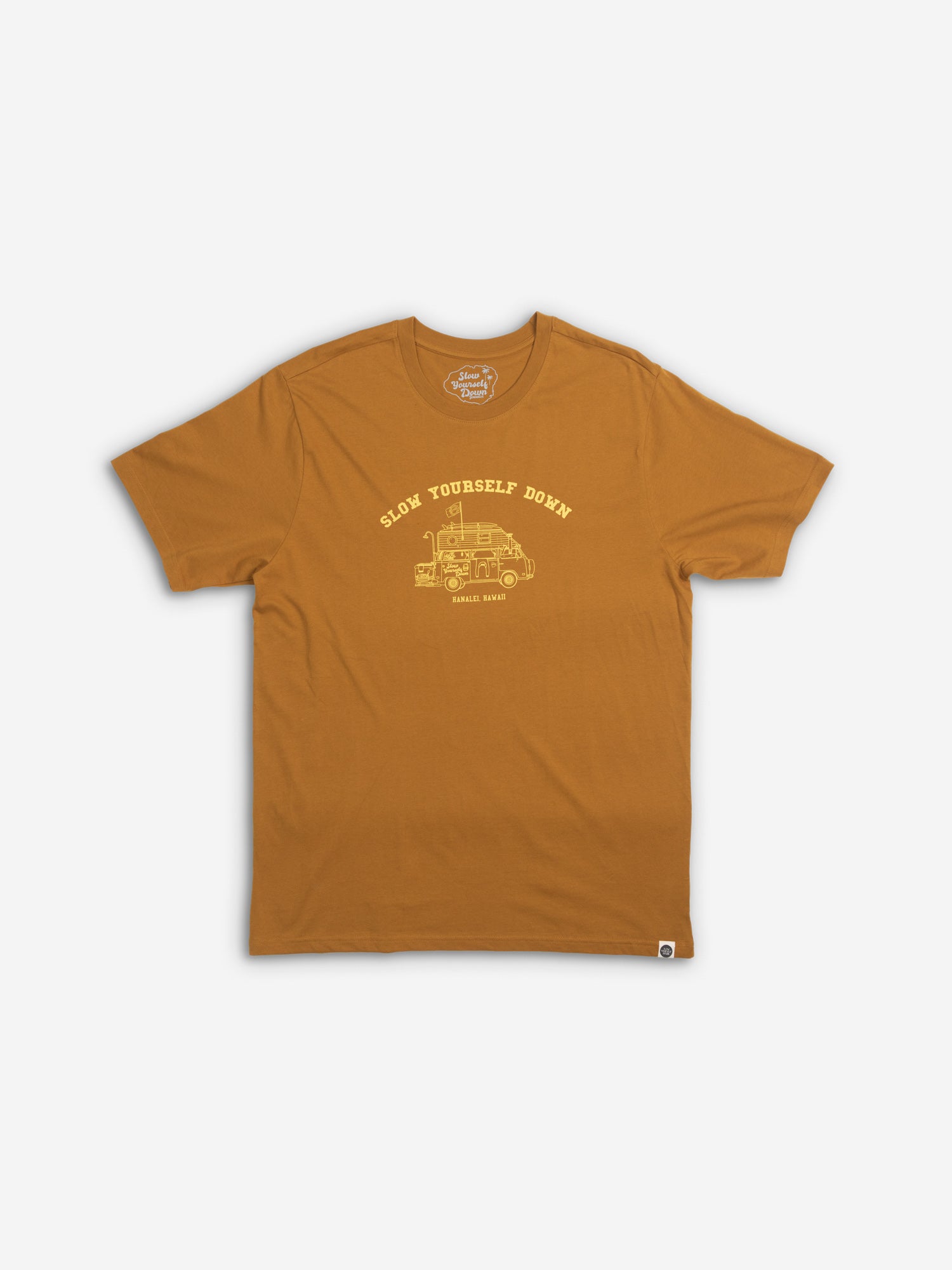 Adventure Van Golden Tee | Organic Cotton | Slow Yourself Down - Mens Shirts