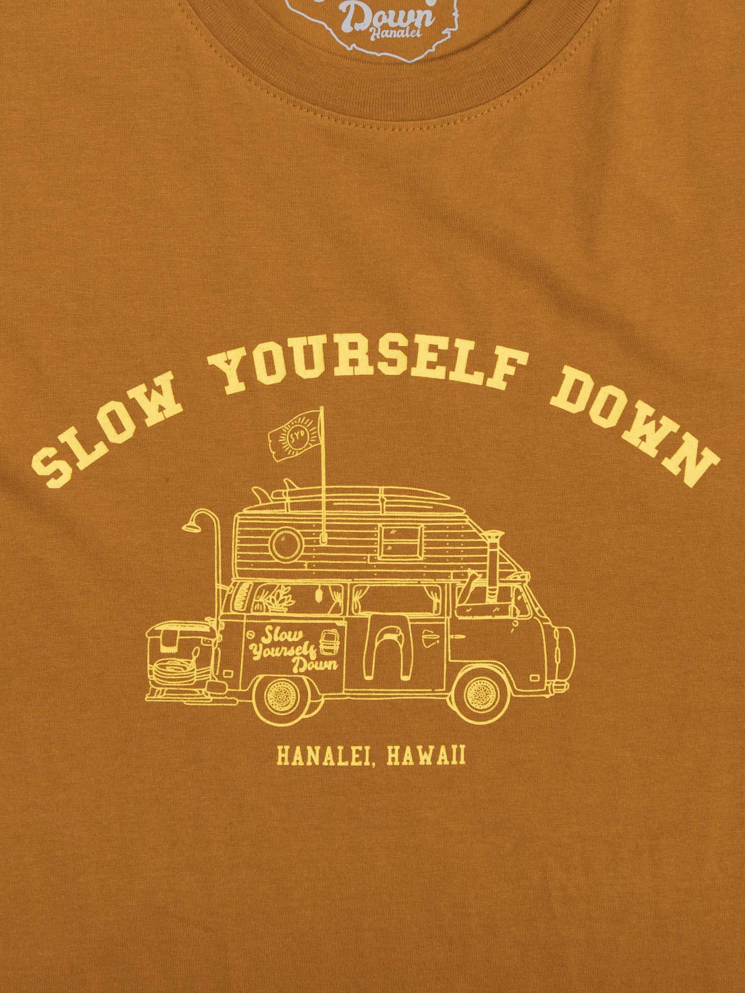 Adventure Van Golden Tee | Organic Cotton | Slow Yourself Down - Mens Shirts