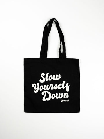 Black Retro Tote Bag | Slow Yourself Down