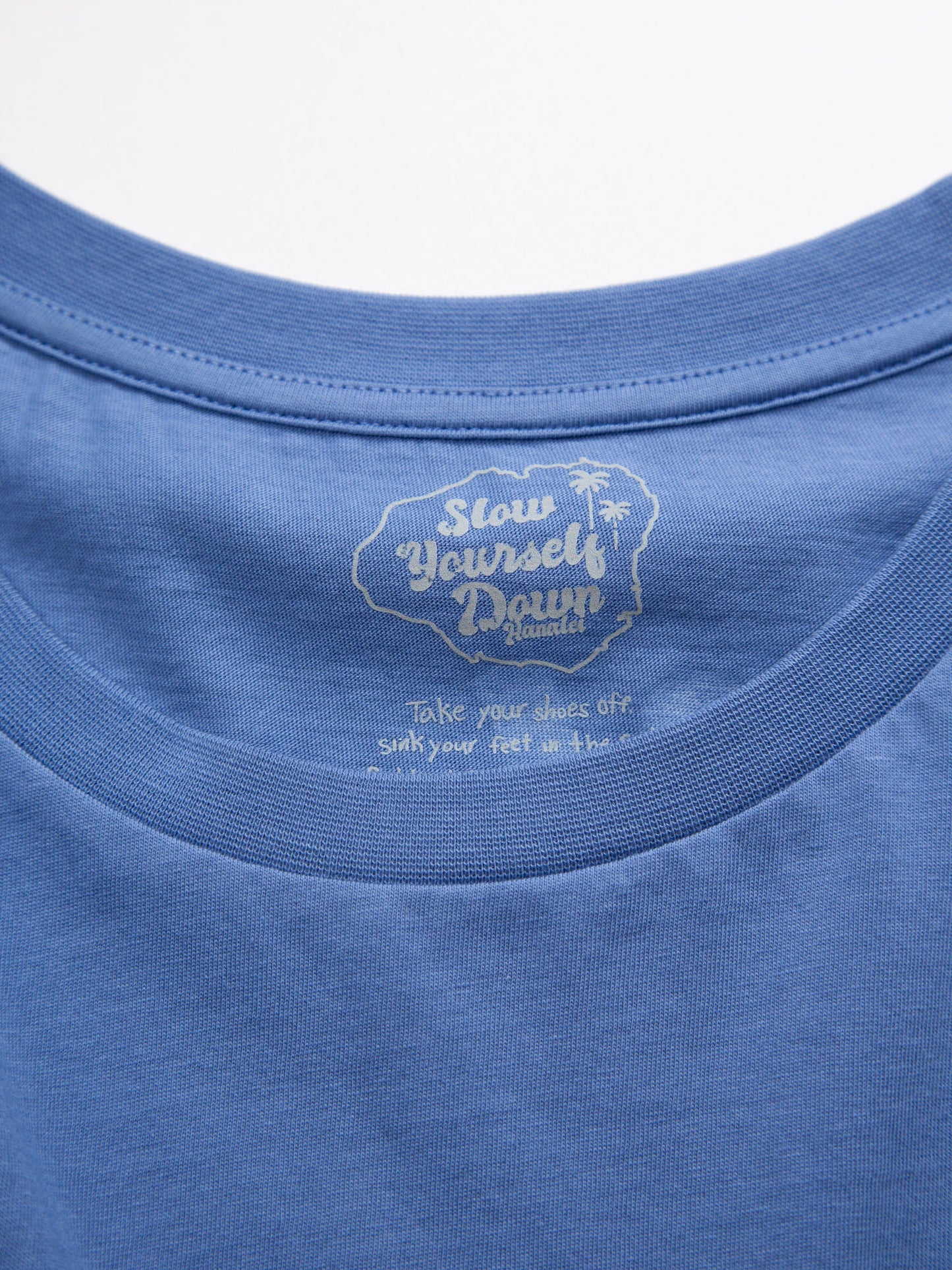 Blue Retro Moon Crop | Organic Cotton | Slow Yourself Down - Womens Shirts