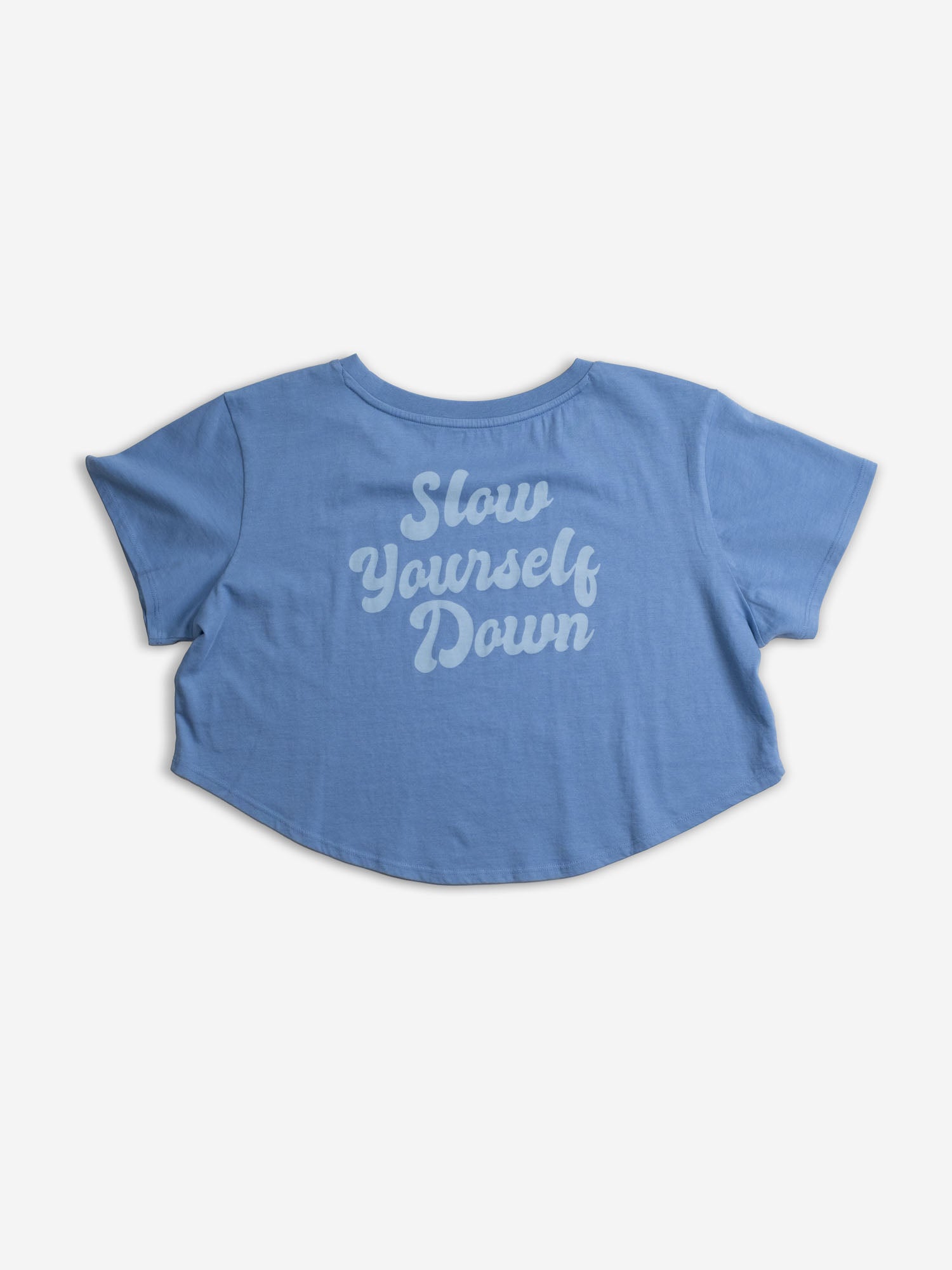 Blue Retro Moon Crop | Organic Cotton | Slow Yourself Down - Womens Shirts