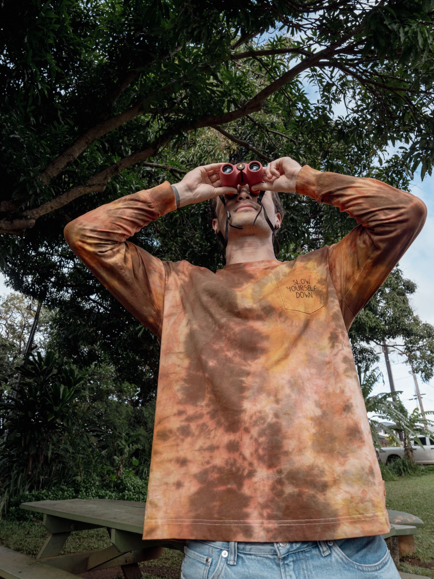 tie dye dress shirt Classic Long Sleeve Tie-Dye L / Gold/Tan