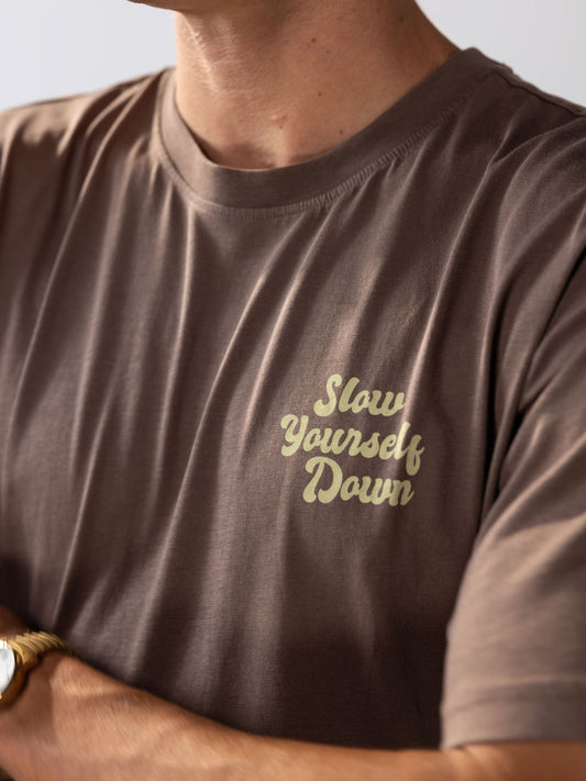 Coffee Retro Tee | Organic Cotton | Slow Yourself Down - Mens Shirts