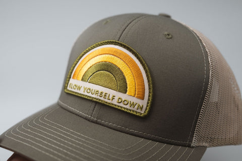 Recycled Rainbow Trucker Hat Hats - Slow Yourself Down