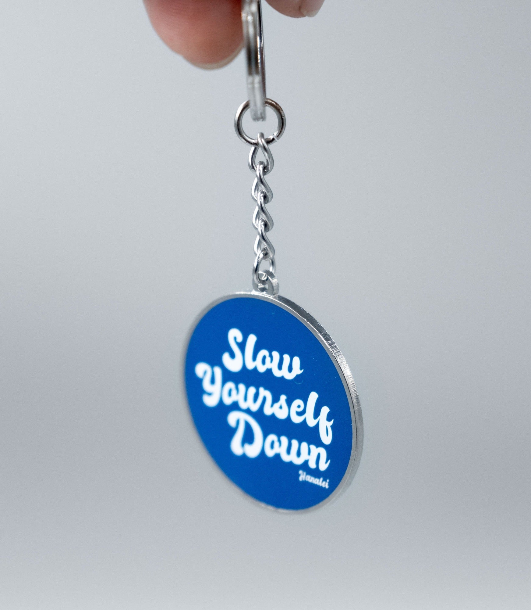 Small Blue Circle Keychain Keychains - Slow Yourself Down