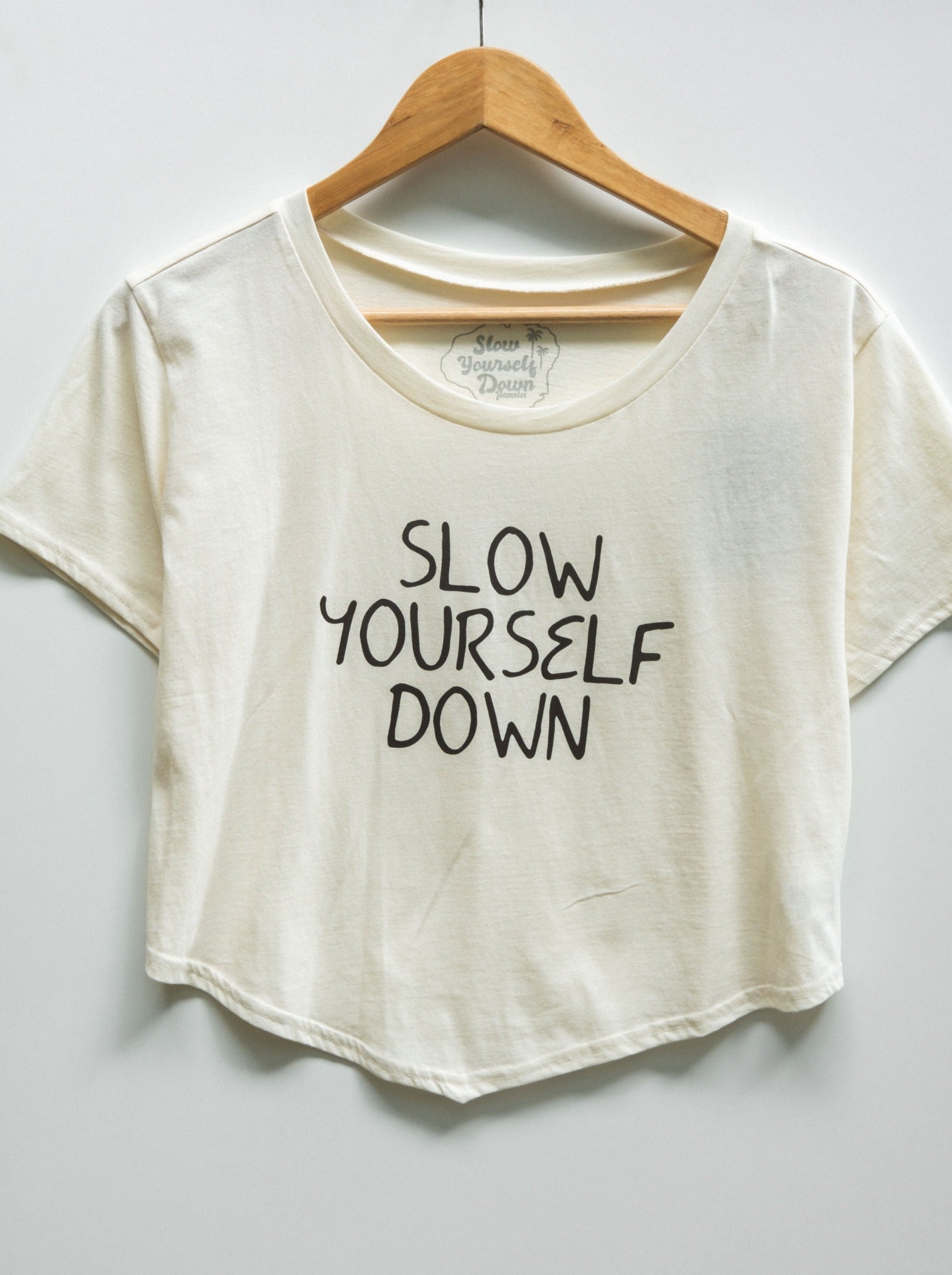 Original Moon Crop Womens Shirts - Slow Yourself Down