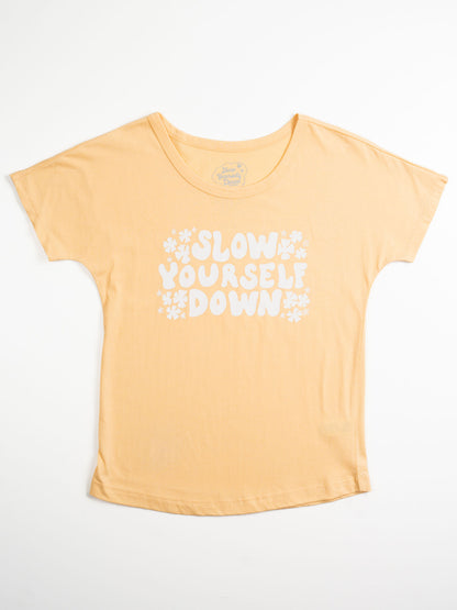 Girls Groovy SYD Scoop Neck Tee | Organic Cotton | Slow Yourself Down - Kids Shirts