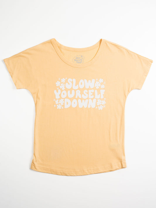 Girls Groovy SYD Scoop Neck Tee | Organic Cotton | Slow Yourself Down - Kids Shirts