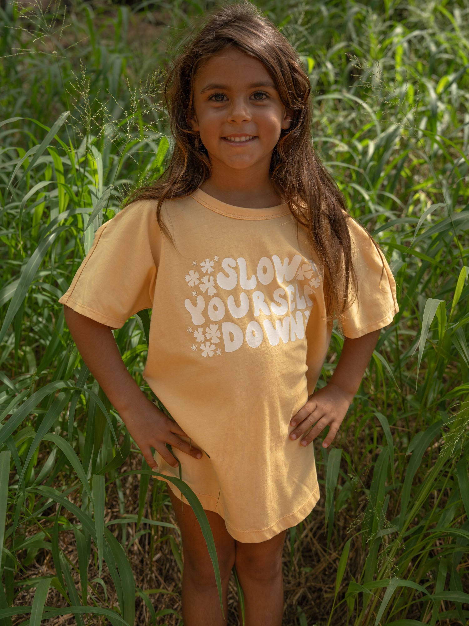 Girls Groovy SYD Scoop Neck Tee | Organic Cotton | Slow Yourself Down - Kids Shirts