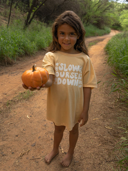 Girls Groovy SYD Scoop Neck Tee | Organic Cotton | Slow Yourself Down - Kids Shirts