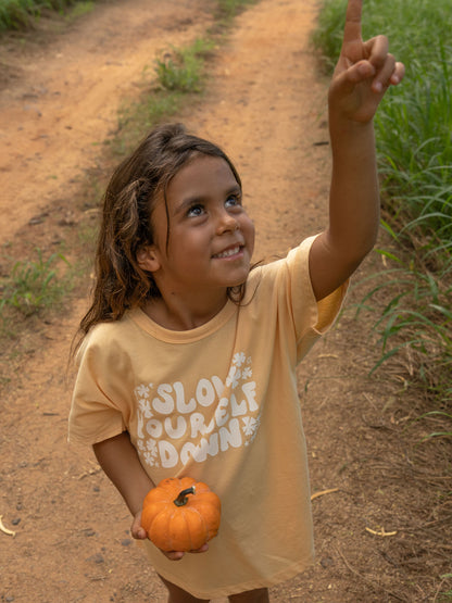 Girls Groovy SYD Scoop Neck Tee | Organic Cotton | Slow Yourself Down - Kids Shirts