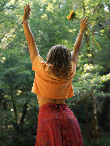 Gold Earth Retro Crop Tee | Organic Cotton | Slow Yourself Down - Womens Shirts