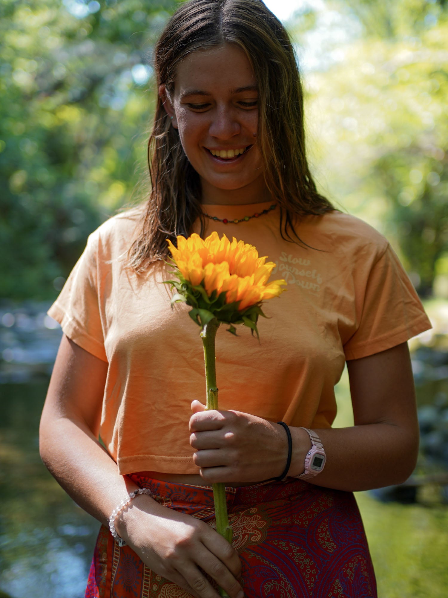 Gold Earth Retro Crop Tee | Organic Cotton | Slow Yourself Down - Womens Shirts