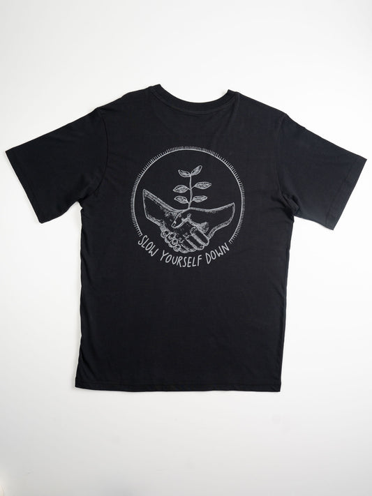 Handshake Tee | Organic Cotton | Slow Yourself Down - Mens Shirts