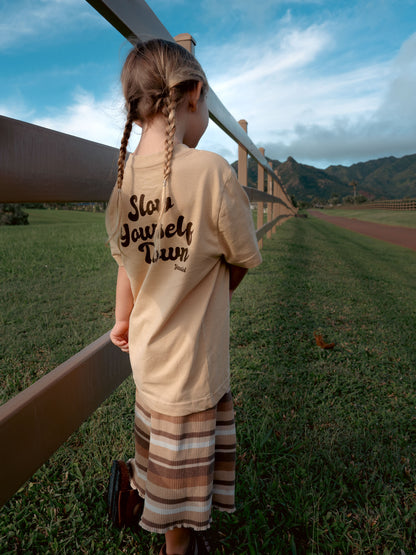Kids Natural Retro Tee | Organic Cotton | Slow Yourself Down - Kids Shirts