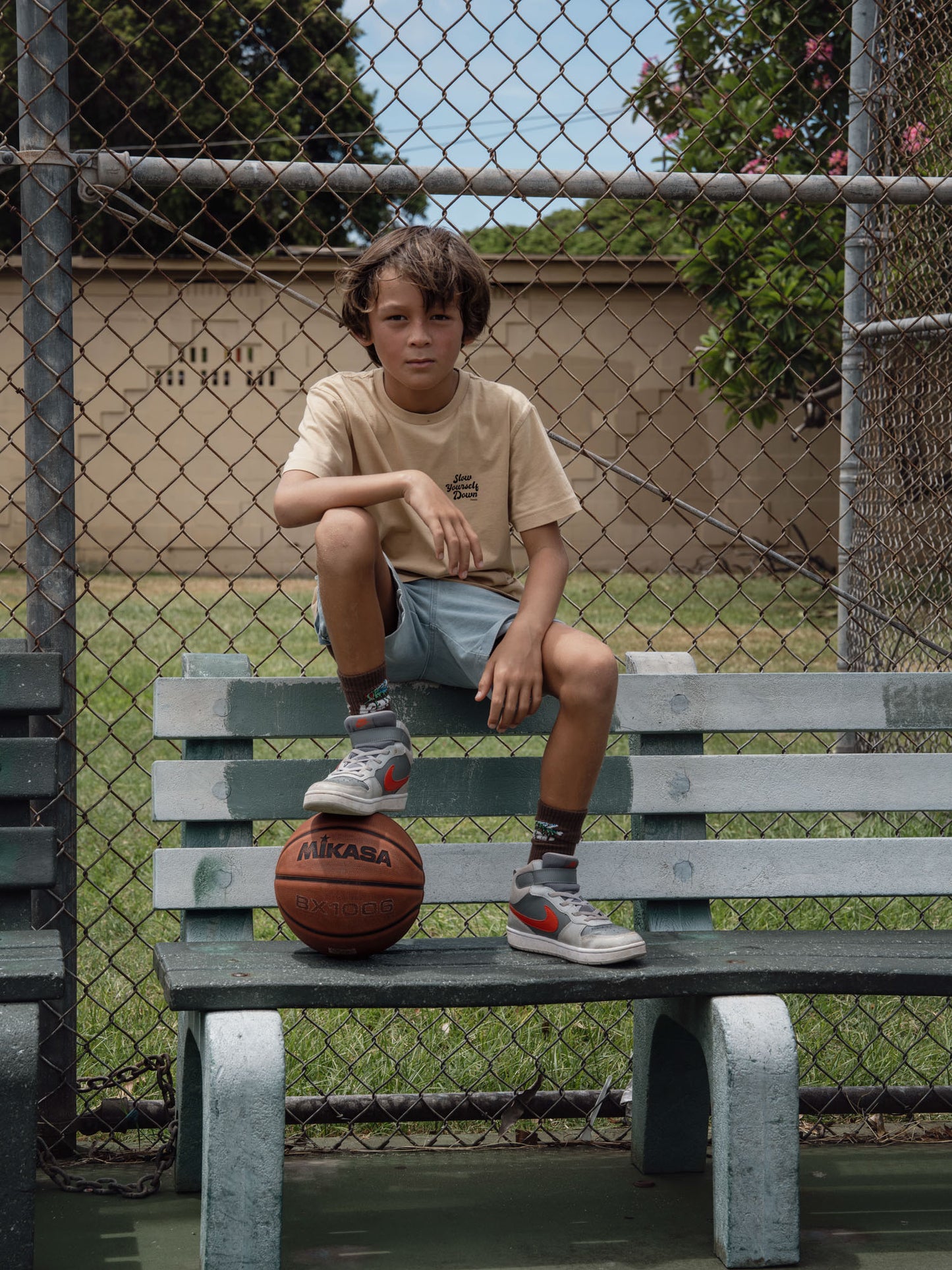Kids Natural Retro Tee | Organic Cotton | Slow Yourself Down - Kids Shirts