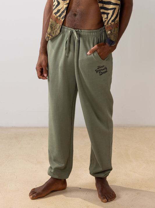Mens Retro Sweatpants | Organic Cotton | Slow Yourself Down - Mens Sweatpants