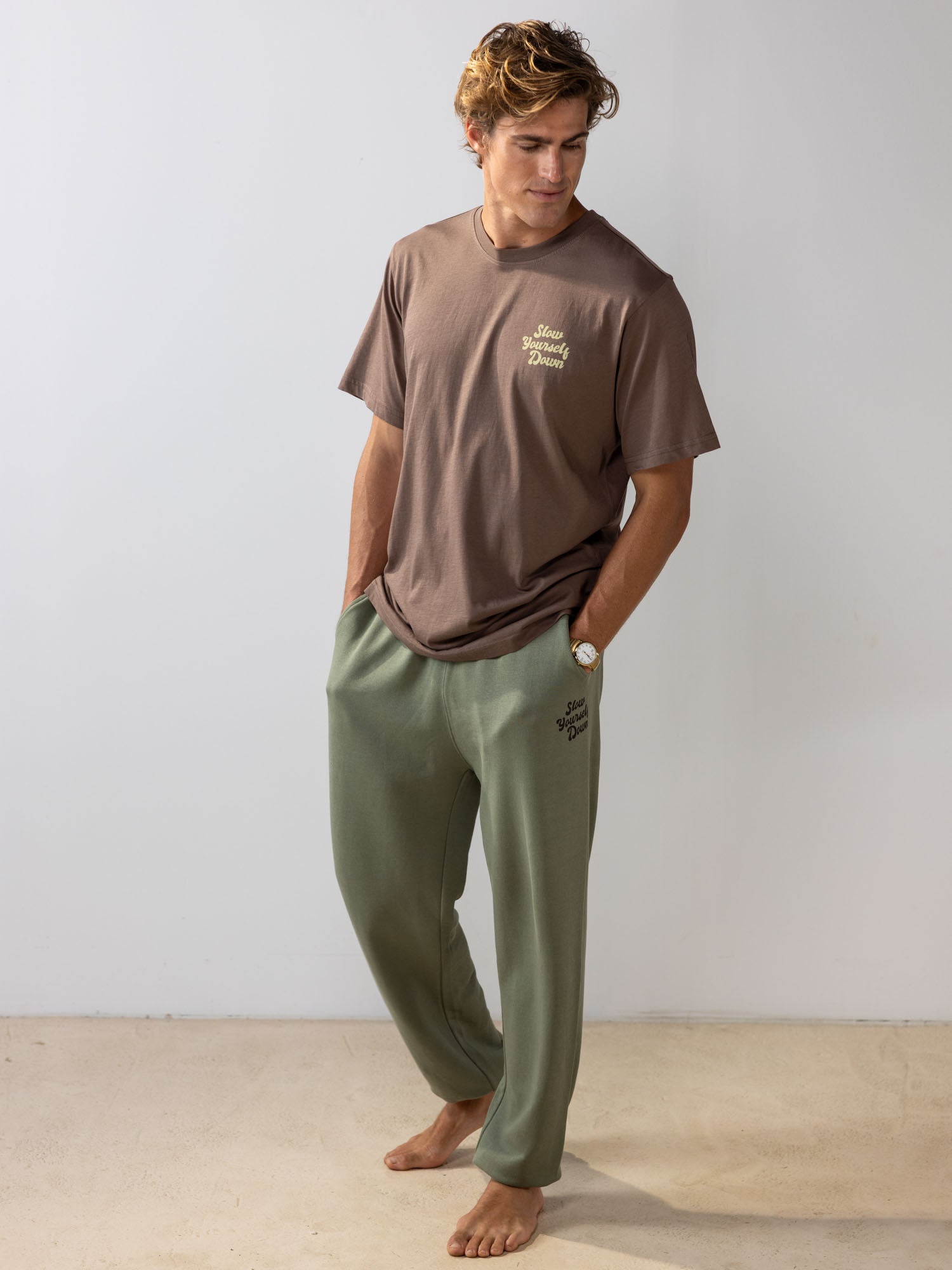Mens Retro Sweatpants | Organic Cotton | Slow Yourself Down - Mens Sweatpants